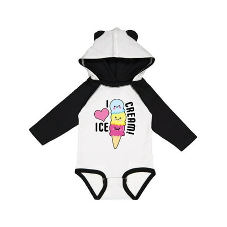 

Inktastic I Love Ice Cream with Cute Ice Cream Cone Gift Baby Boy or Baby Girl Long Sleeve Bodysuit