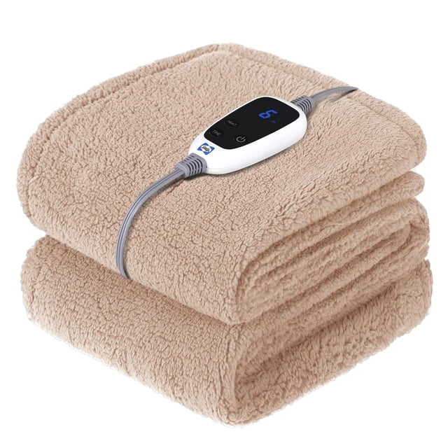 Sealy Electric Blanket Heated Throw 50"x60" Soft Double Sherpa Super Cozy with 6 Fast Heating Levels & 2-10 Hours Auto-Off, Over-Heat Protection, Mac