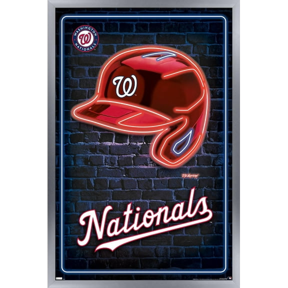 MLB Washington Nationals - Neon Helmet 23 Wall Poster, 22.375" x 34" Framed