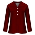 thumbnail image 3 of Fengqque Women's V-Neck Long Loose Spring and Summer Cotton Linen Tunic Casual Top, 3 of 4