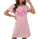 thumbnail image 4 of Camisón corto de talla grande para mujer, camisón de manga corta con estampado de pecho a la moda, camisón para mujer, 4 of 7
