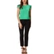 thumbnail image 2 of INSPIRAR CHIC Blusa Sólida Plisada de Manga Corta con Corte en la Espalda y Llave M Verde, 2 of 5