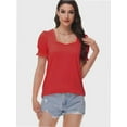 thumbnail image 7 of Women's Square Neck Tops Ruffle Trim Sleeve T-Shirts for Summer Casual Short Tees, 7 of 7
