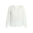 thumbnail image 6 of Time and Tru Women's Lace Yoke Half Button Shirt with Long Sleeves Sizes XS-XXXL, 6 of 6