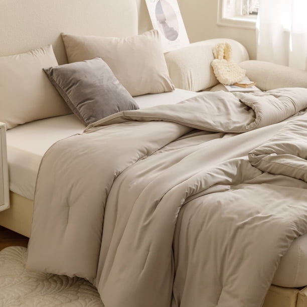 Juego de edredón ROSGONIA King Size Oatmeal con 1 edredón y 2 fundas de almohada