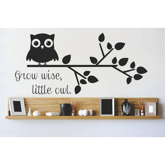 Grow wise little owl Zoo Africa Zebra Lion Safari Jungle Endangered Species Tiger Wilderness Holiday Gift Ideas Girl Boy Bedroom Wall Decal Sticker - Size: 13 Inch x 29 Inch