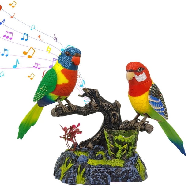 Interactive Singing Parrot Toy - Sound-Activated Talking Bird with Head, Beak & Wings, Realistic Desk Decor for Room Desk, Plush Interactive Toy Figures