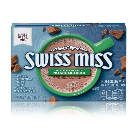 Swiss Miss Milk Chocolate Flavor No Sugar Added Hot Cocoa Mix (Pack of 2)