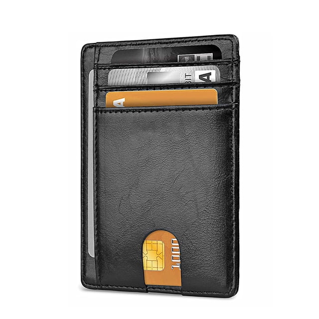 Étui à Cartes en Cuir pour Homme, Brosse Antivol RFID