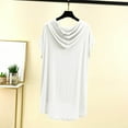 thumbnail image 5 of ZyeKqe Womens Pajamas Tops Short Sleeve Shirts Drawstring Hooded Tops Loose Fitted Pjs Top Homewear, 5 of 5