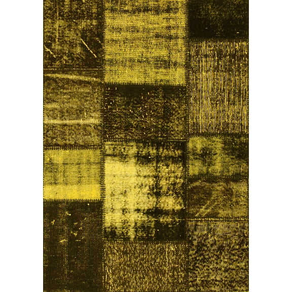 Ahgly Company Machine Washable Indoor Rectangle Persian Yellow Bohemian Area Rugs, 5' x 7'