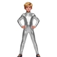 thumbnail image 2 of HNMKIU Glossy Leather Unisex Jumpsuit Court Style for Carnival Party Performance outfits for women Silver,M, 2 of 5