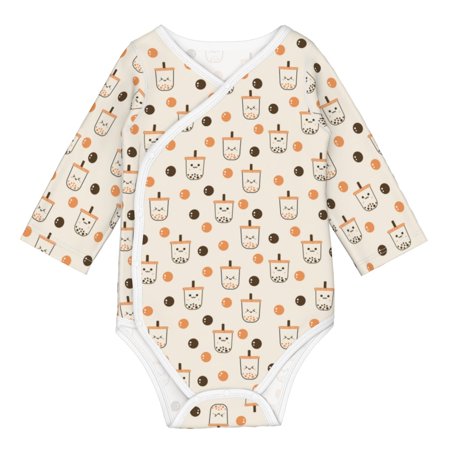 

Matuu Milk Tea for Baby Long-Sleeve Bodysuit Soft Cotton Comfortable and Breathable Perfect for Newborns and Infants