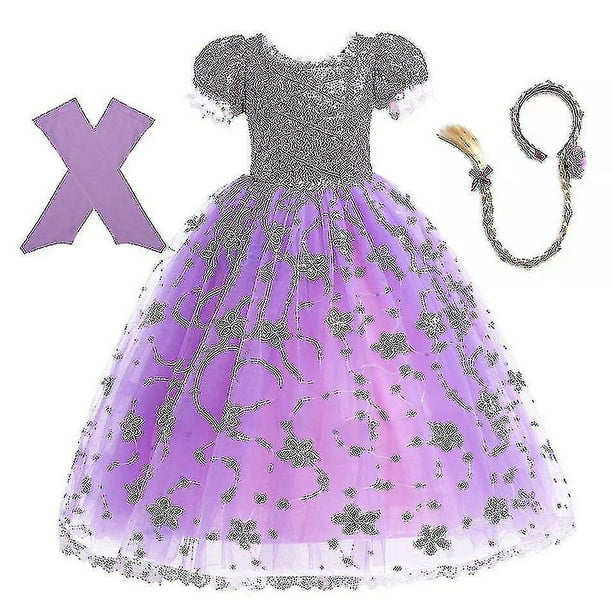 brillar Vestido de princesa Rapunzel para niñas, vestidos morados elegantes, disfraz de carnaval elegante, vestidos de noche para graduación, vestidos de juego de rol de Halloween