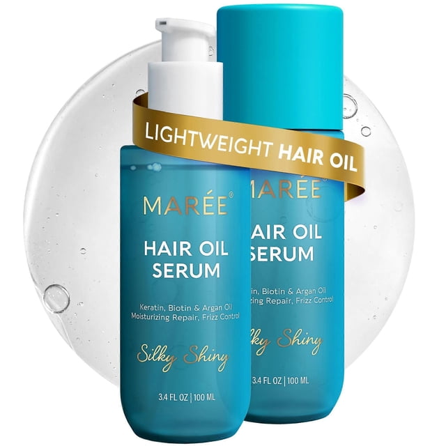 Aceite capilar para cabello encrespado y dañado con sérum de aceite de argán, biotina y queratina, paquete de 2 unidades. Antifrizz.