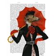 thumbnail image 2 of Fab Funky 12x14 Black Ornate Wood Framed with Double Matting Museum Art Print Titled - Elegant Greyhound and Red Umbrella, 2 of 4