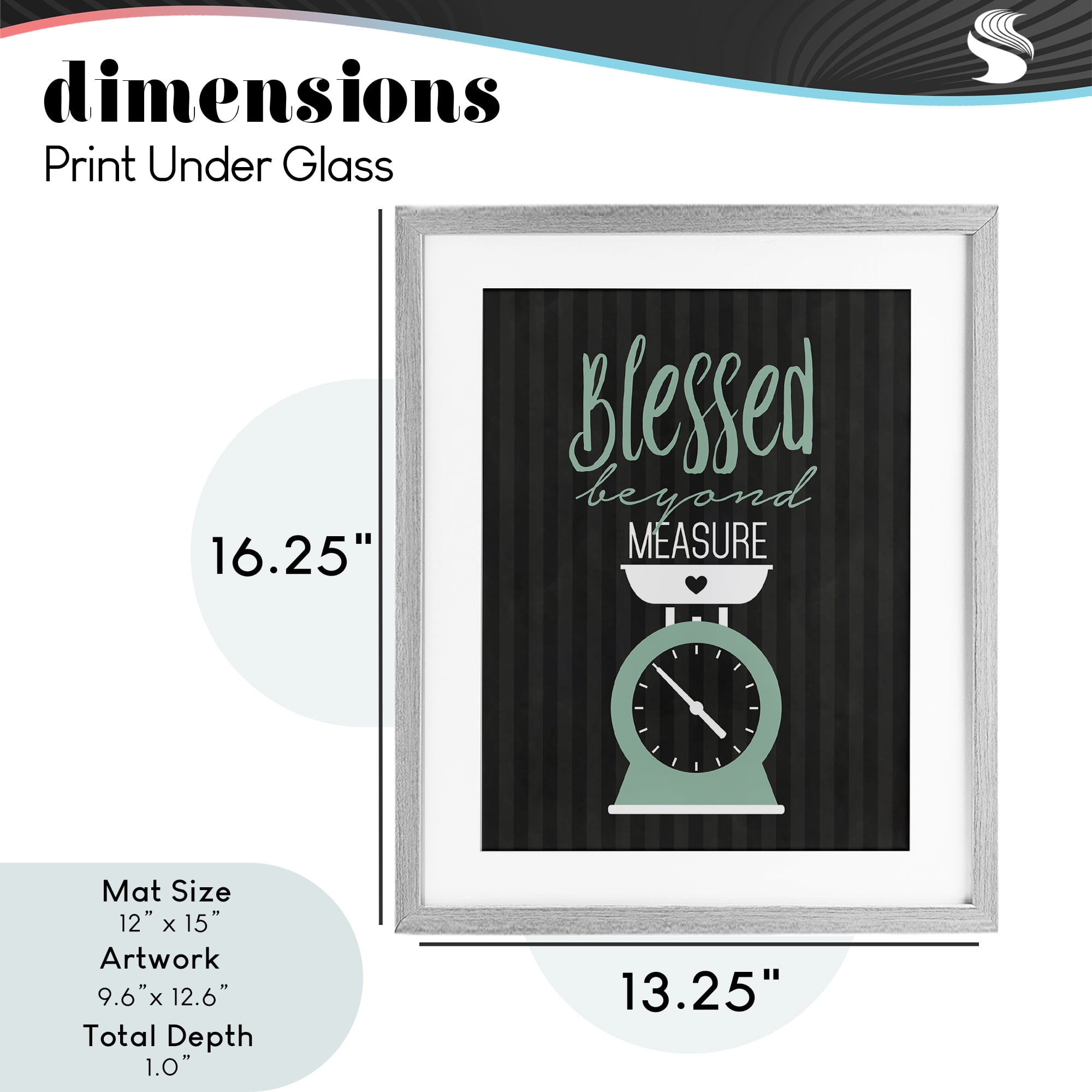 Blessed Beyond Measure Scale Gray Framed Print Under Glass, design by Lettered and Lined
