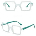 thumbnail image 3 of Mens White Green Personalized Oversized Square Reading Glasses Womens Spring Hinge Blue Light Blocking Readers +3.50, 3 of 4