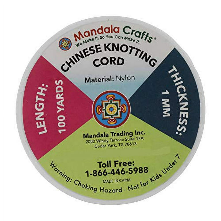 Mandala Crafts Nylon Satin Cord - 1mm Nylon Cord for India