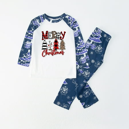 

Cntydi Pajamas for Women Gifts Parent-child Warm Christmas Set Printed Home Wear Pajamas Two-piece Kid Set