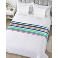 thumbnail image 5 of Xipuska Blue Green Striped Bed Runners for Cal King Size Bed, Decorative Bed Throws for Foot of Bed, Geometric Abstract Art Aesthetic Bed Runner Sofa Throw Bedding Scarf Slipcover for Bedroom, 5 of 6