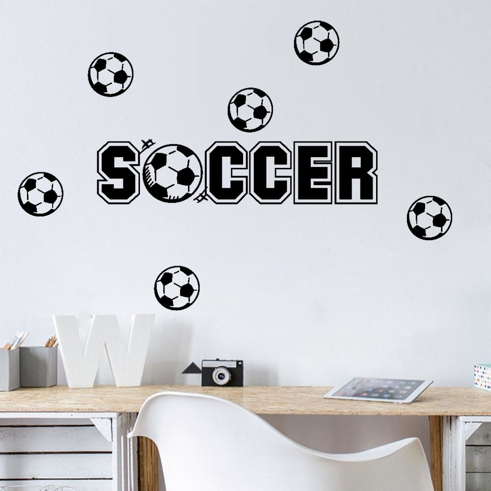 Fashion Football Wall Stickers Soccer Vinyl Decals For Kids Rooms Wallpaper 