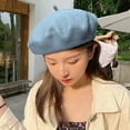 thumbnail image 5 of Happy Date Wool Beret Hat, Beret Hat French Beret Cap Winter Fashion Solid Color Hat for Women Girls Lady, 5 of 6