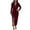Burgundy, variant on Women's Sparkly Sequin Party Dress Deep V Neck Slit Long Sleeve Round Neck Bodycon Mini Evening Gown Burgundy