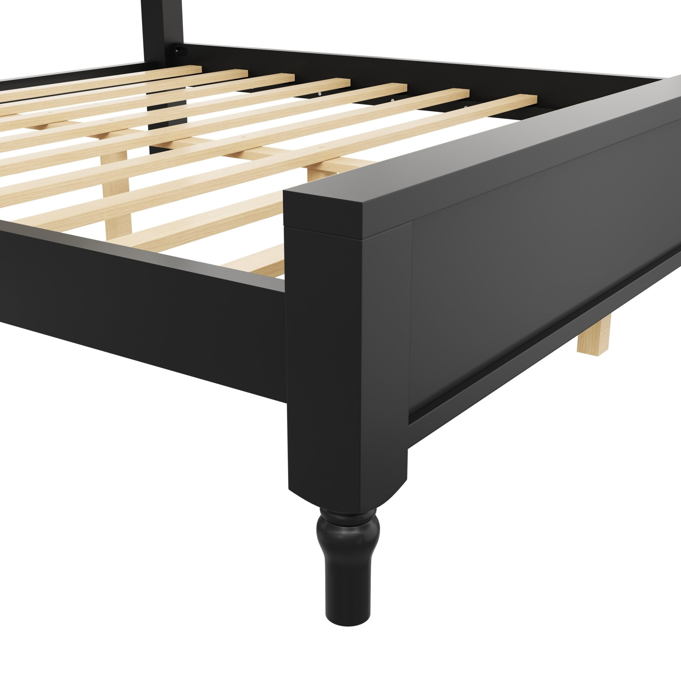 Noble House Caldon King Size Platform Bed, Pine Wood Frame with Curved Upholstered Headboard, Beige and Black