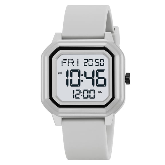Men Digital Sports Watch Ultra-Thin Large Face Waterproof Wrist Watches for Men with Stopwatch Countdown Timer Alarm Function Dual Time LED Back Light