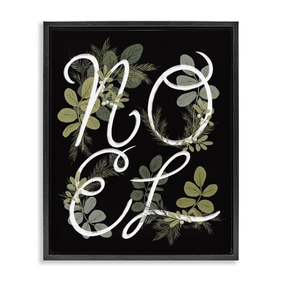 Stupell Industries Farmhouse Noel Intertwined Botanical Leaves Black Floating Frame Canvas Art, 25 x 31, by House Fenway