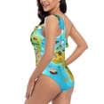 thumbnail image 4 of Sikiie World Map With Animals Landmarks Print Women One Piece Swimsuits Tummy Control One Shoulder Bathing Suits Ruffle Swimwear, From S to XXL-XX-Large, 4 of 6