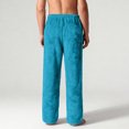 thumbnail image 5 of Hearthz Men's Fleece Pajama Pants Sky Blue Winter Thick Thermal Drawstring Lounge Pants Sleep Bottoms Elastic Waisted Mens Pajamas Pants with Pocket, 5 of 10