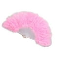 thumbnail image 2 of Feather Fan Foldable Handheld Festival Decoration Square Dance Retro Style Show Down Colorful Fan, 2 of 5