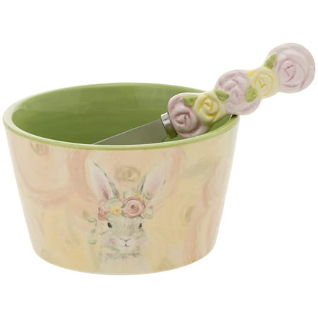 Boston International - 5" Party Bowl & Spreader - Bunny Flower Crown