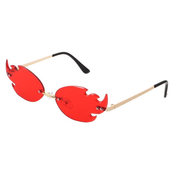 LOLIPPYY 1 Pair Lightweight Rimless Flame Sunglasses Red Fire Eyewear for Reusable Party, Festival, and Photoshoot Accessories