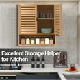 thumbnail image 5 of Bathroom Wall Cabinet, Bamboo Storage Cabinet Wall Mounted, Wall Hanging Cabinet with 2 Doors & 3 Tier Shelves, 5 of 8