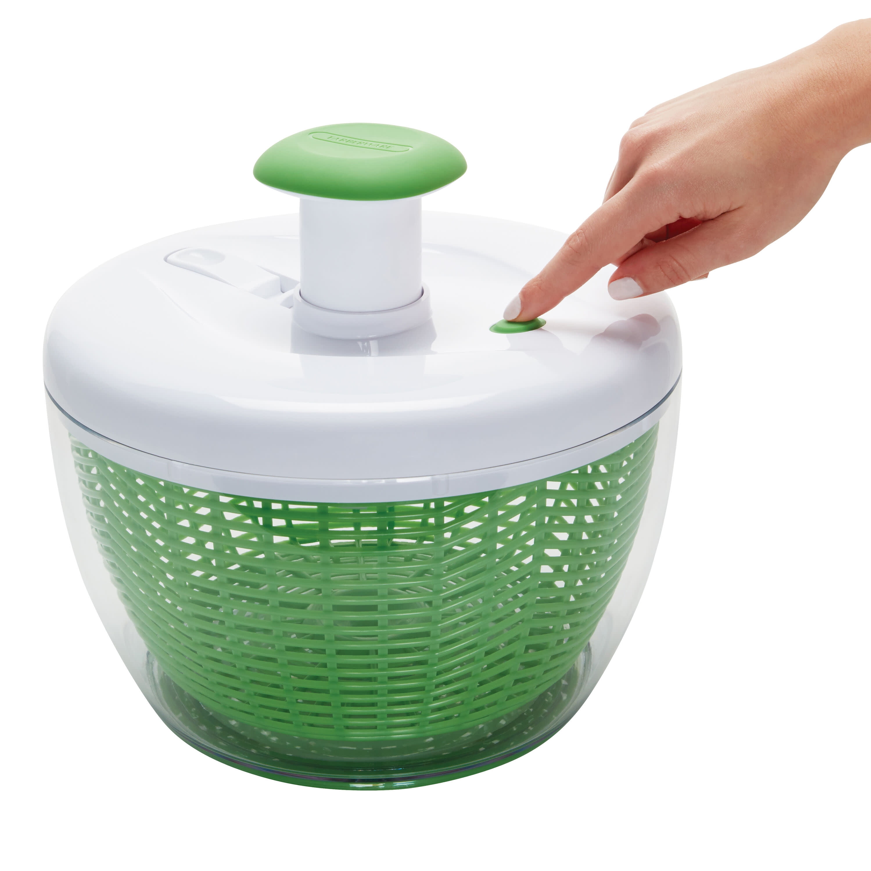 Farberware Easy to use pro Pump Spinner with Bowl, Large 6.65 quart, Green