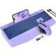 thumbnail image 1 of Combo inalámbrico de teclado y ratón SABLUTE, recargable, color morado, 1 of 8