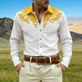 thumbnail image 2 of Mens Shirts Casual Western Cowboys Long Sleeve Top Carnival Festive Button Down Lapel Comfortable Shirt for Men Yellow XXL, 2 of 4