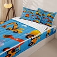 thumbnail image 3 of Castle Fairy Cartoon Engineering Vehicle Zipper Full Size Comforter Sets with Fitted Sheet and 2 Pillowcases for Boys,Cute Crane Mixer Truck Zipper Bedding Set,Light Blue,4pcs,Reversible, 3 of 6