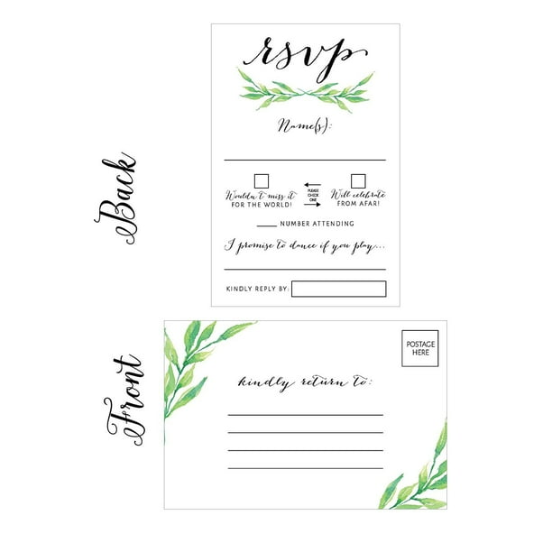 50 Floral Rsvp Cards Rsvp Postcards No Envelopes Needed Response Card Blank Rsvp Reply Rsvp For Wedding Rehearsal Dinner Baby Shower Bridal Birthday Engagement Bachelorette Party Invitations Walmart Com