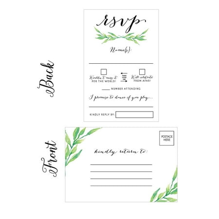 50 Floral RSVP Cards, RSVP Postcards No Envelopes Needed, Response Card, Blank RSVP Reply, RSVP for Wedding, Rehearsal Dinner, Baby Shower, Bridal, Birthday, Engagement, Bachelorette Party