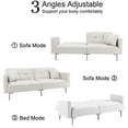 White Futon Sofa Bed, Convertible Folding Sofa Bed, Modern Upholstered Sleeper Sofa Bed with 2