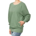 thumbnail image 3 of MixMatchy Women's Solid Pigment Dyed French Terry Side Pockets Pullover Sweatshirt Top, 3 of 5
