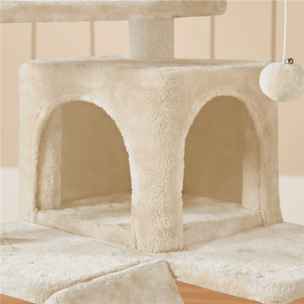 Renwick 54"H Cat Tree Tower Condo with Condos & Scratching Posts, Beige