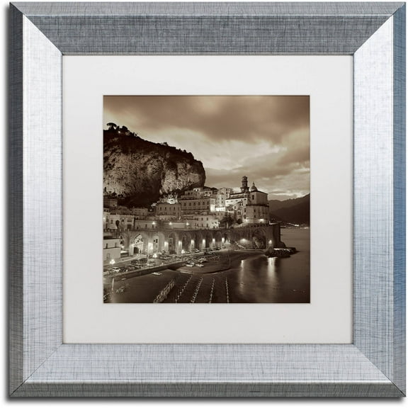 Trademark Fine Art "Atrani I" Canvas Art by Alan Blaustein, White Matte, Silver Frame