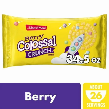 Malt-O-Meal Berry Colossal Crunch Family Size Bag Cereal Pack of 4