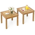 thumbnail image 1 of Gymax 2 Pcs Table d'Appoint Carrée d'Extérieur en Bois de Teck Table Basse pour Porche Terrasse Jardin Patio, 1 of 8