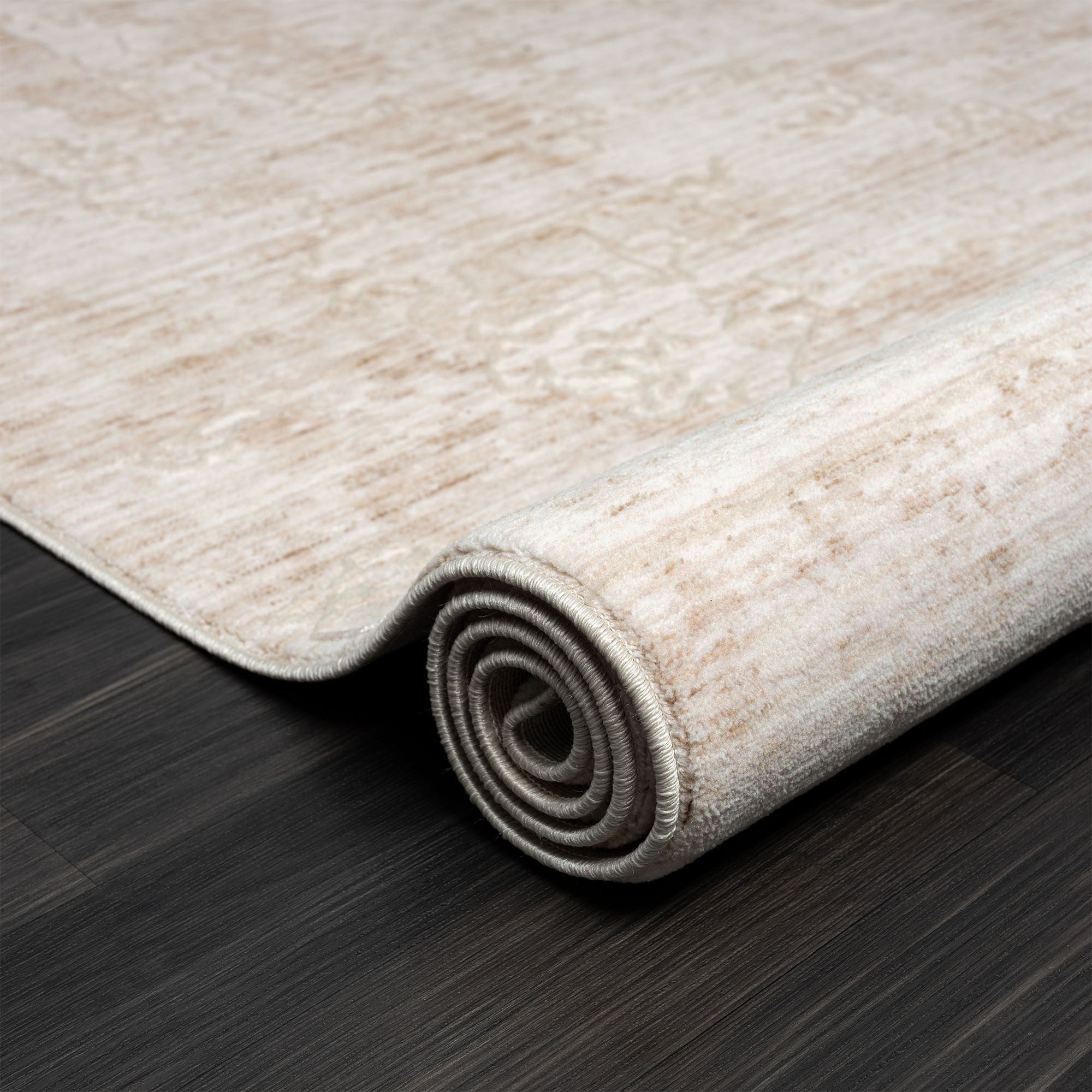 Laddha Home Designs 7.75' x 9.75' Loomed Abstract Rectangular Area Throw Rug - Beige and Cream